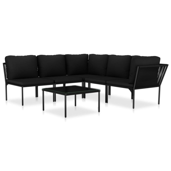 Set Mobilier De Grădină Cu Perne 6 Piese Negru Pvc 48591